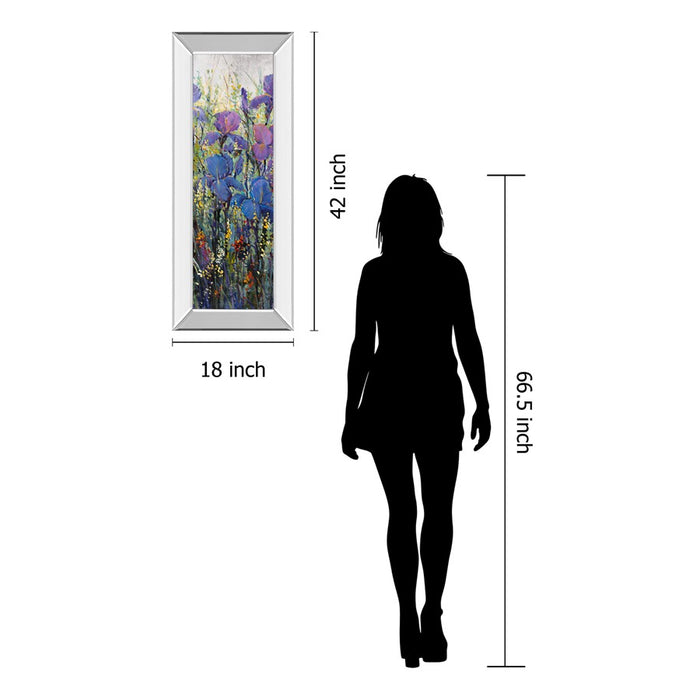 Classy Living Iris Bloom Wall Art 18"x42", Mirrored Frame