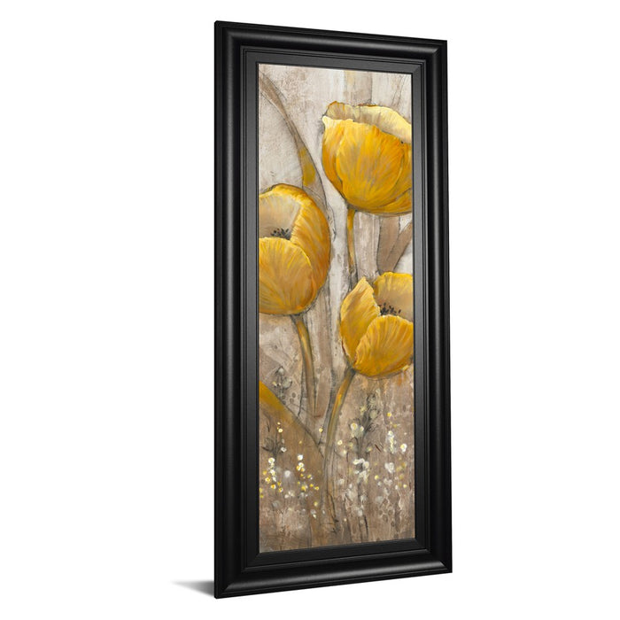 Classy Living Ochre Tulips II Wall Art 18"x42", Black Frame