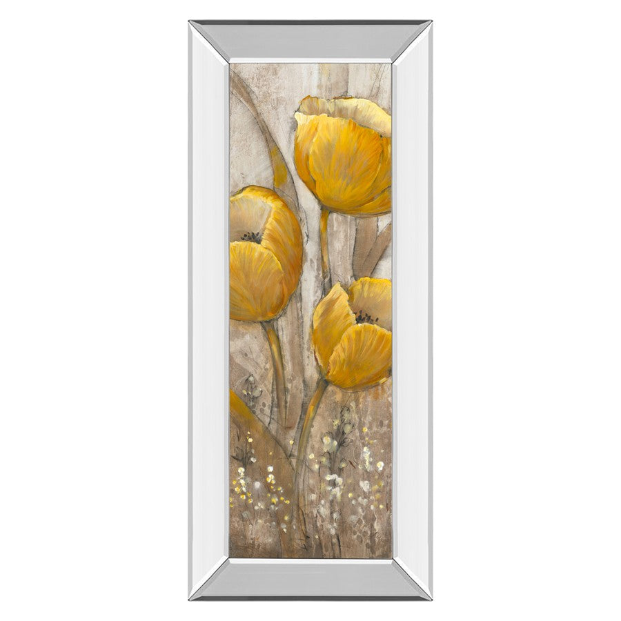 Classy Living Ochre Tulips II Wall Art 18"x42", Mirrored Frame