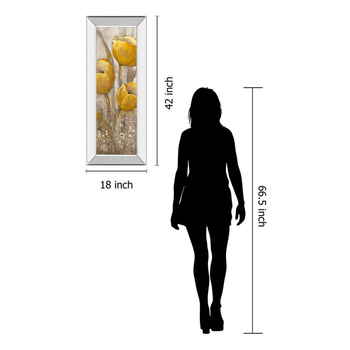 Classy Living Ochre Tulips II Wall Art 18"x42", Mirrored Frame