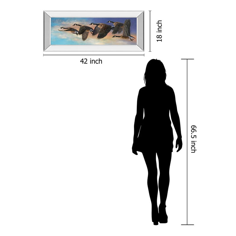 Classy Living Ethereal Flight Wall Art 42"x18", Mirrored Frame