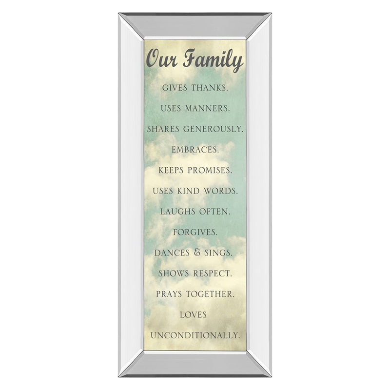 Classy Living Family Values Wall Art 18"x42", Mirrored Frame