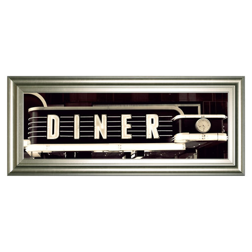 Classy Living Neon Diner Sign Wall Art 42"x18", Silver Serenity Frame