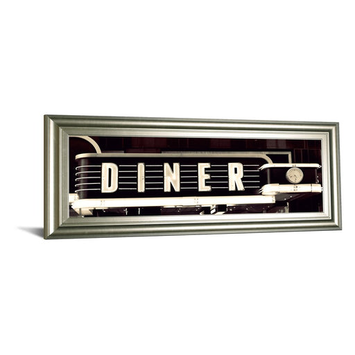 Classy Living Neon Diner Sign Wall Art 42"x18", Silver Serenity Frame