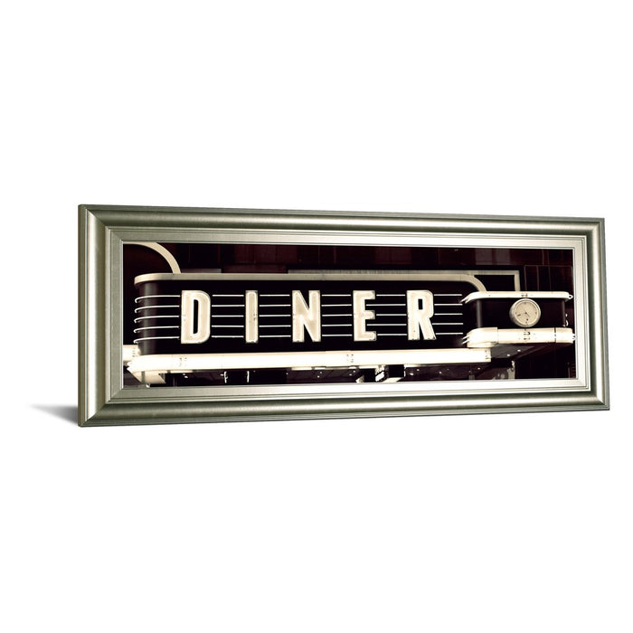 Classy Living Neon Diner Sign Wall Art 42"x18", Silver Serenity Frame