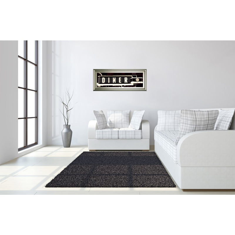 Classy Living Neon Diner Sign Wall Art 42"x18", Silver Serenity Frame