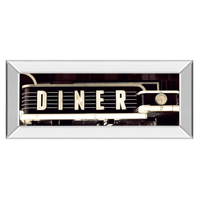 Classy Living Neon Diner Sign Wall Art 42"x18", Mirrored Frame
