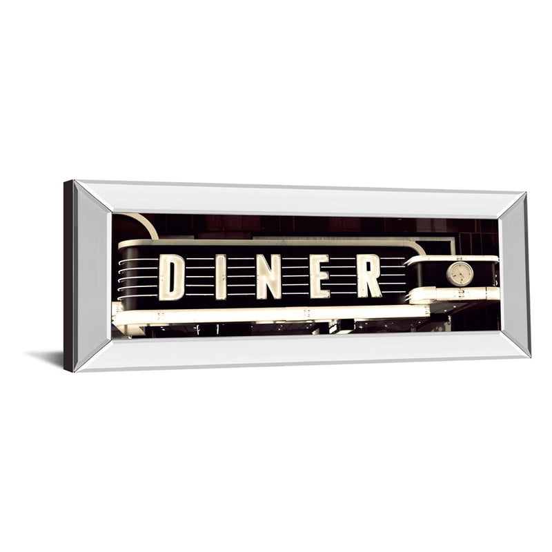 Classy Living Neon Diner Sign Wall Art 42"x18", Mirrored Frame