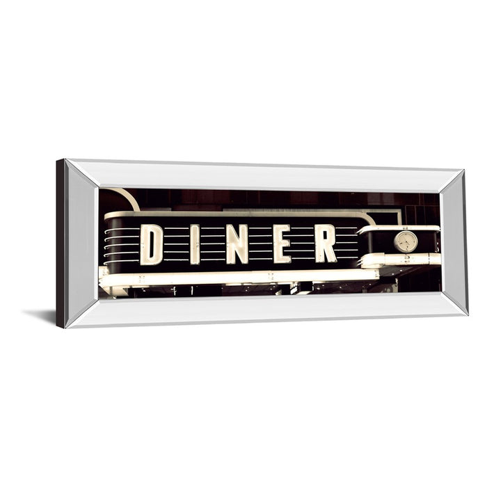 Classy Living Neon Diner Sign Wall Art 42"x18", Mirrored Frame