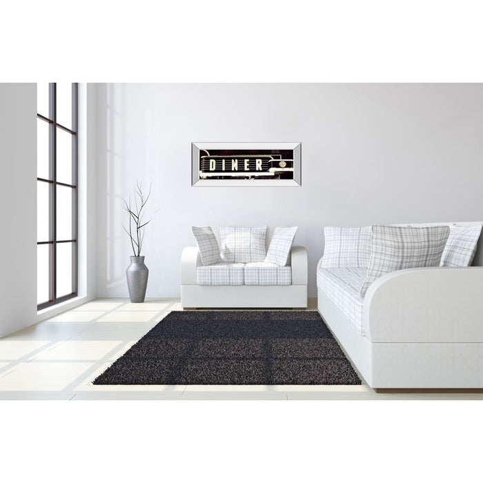 Classy Living Neon Diner Sign Wall Art 42"x18", Mirrored Frame