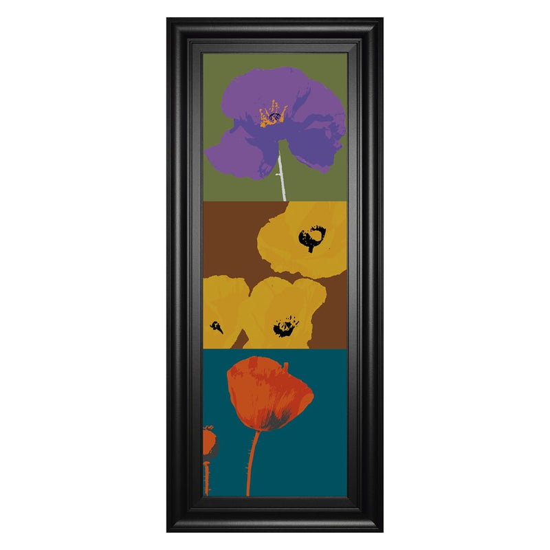 Classy Living Floral Trio Mosaic Wall Art 18"x42", Black Frame