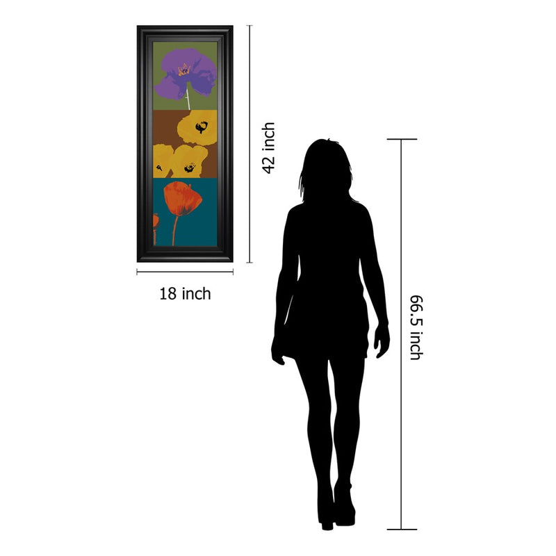 Classy Living Floral Trio Mosaic Wall Art 18"x42", Black Frame