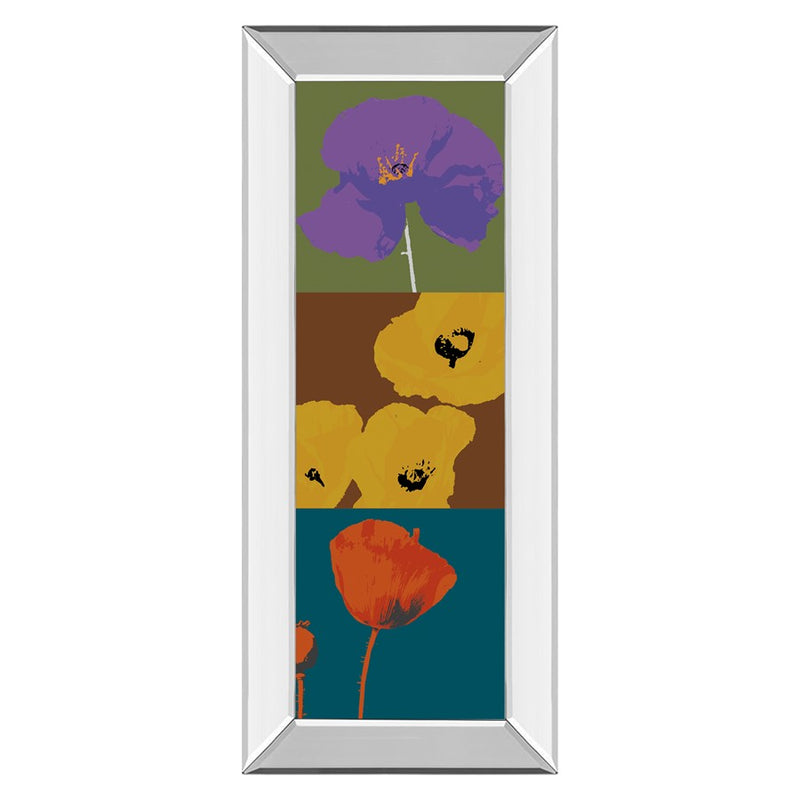 Classy Living Floral Trio Mosaic Wall Art 18"x42", Mirrored Frame