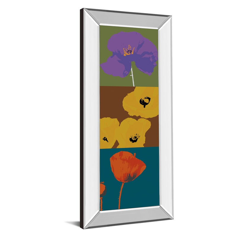 Classy Living Floral Trio Mosaic Wall Art 18"x42", Mirrored Frame