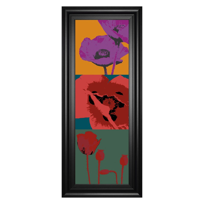 Classy Living Pop Poppies Wall Art 18"x42", Black Frame