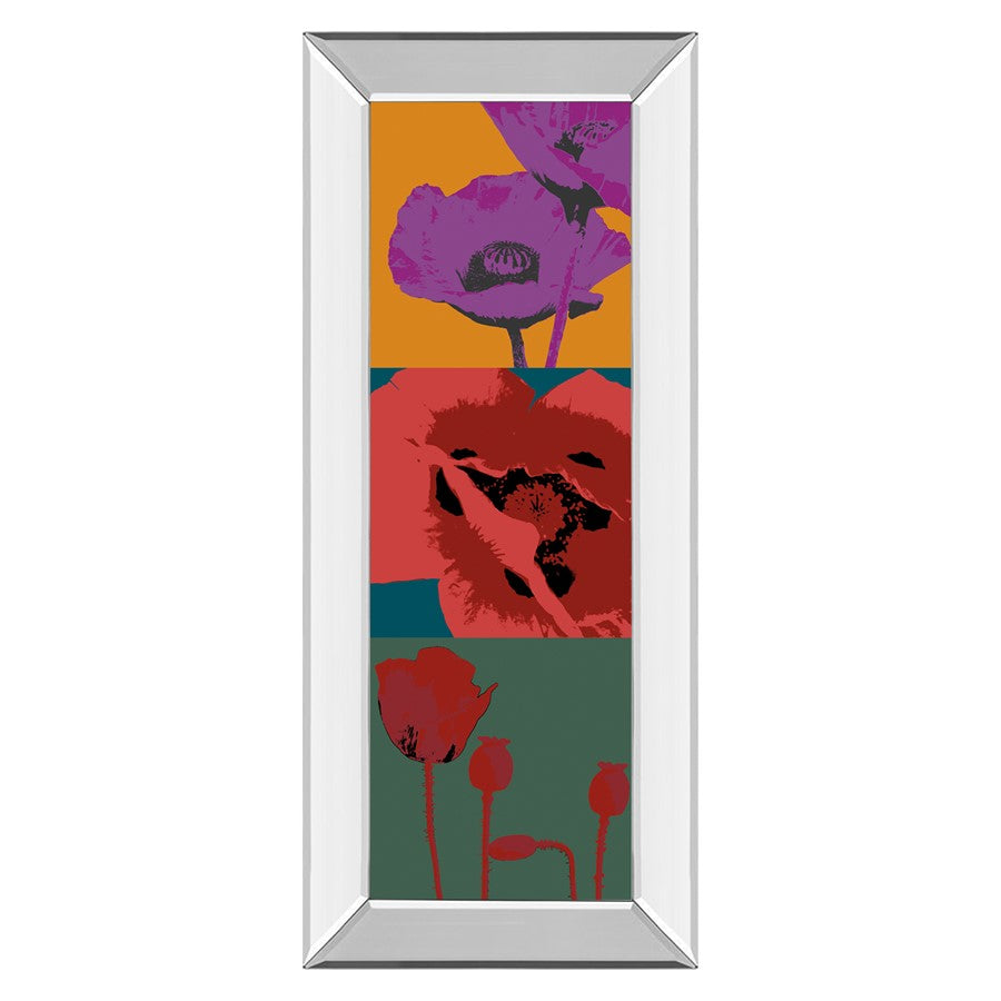 Classy Living Pop Poppies Wall Art 18"x42", Mirrored Frame - 1897MF