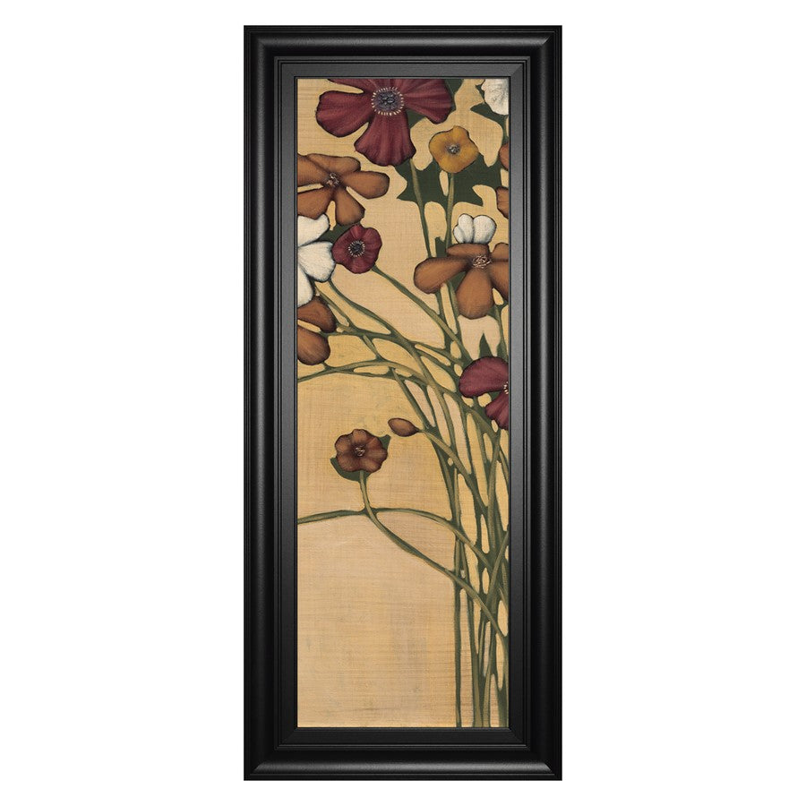 Classy Living Meadow Crimson Blooms Wall Art 18"x42", Black Frame