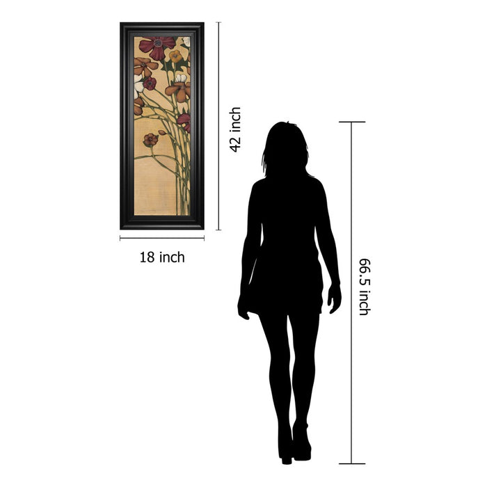 Classy Living Meadow Crimson Blooms Wall Art 18"x42", Black Frame