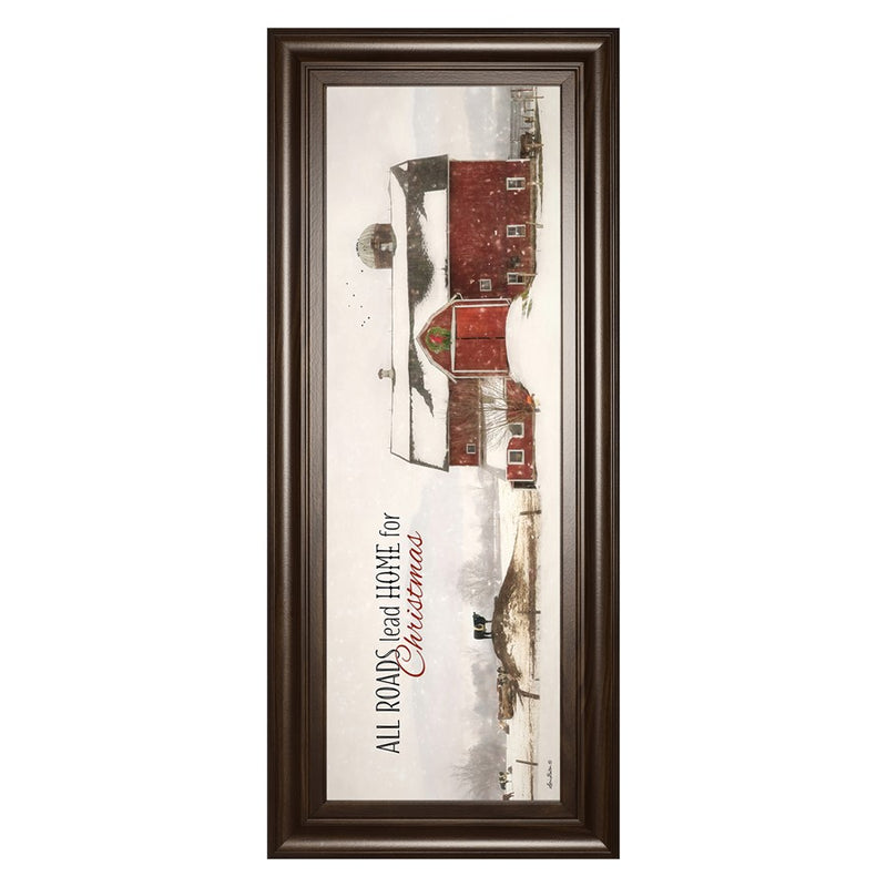 Classy Living Holiday Barn Scene Wall Art 42"x18", Cinnamon Mocha Frame