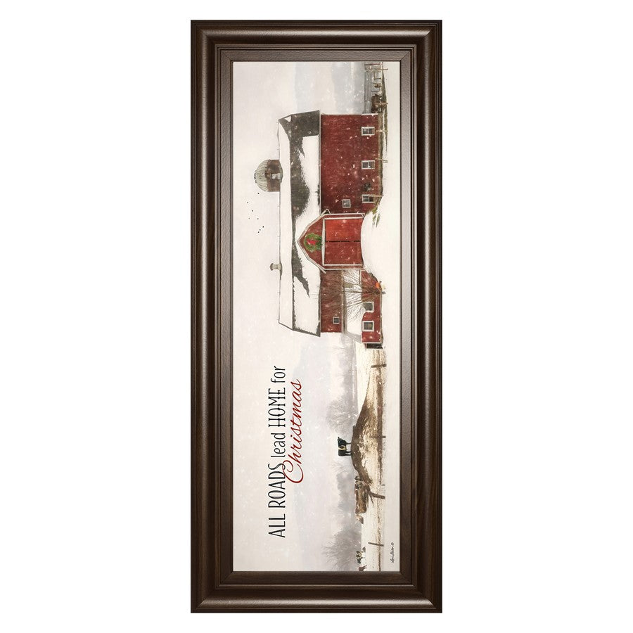Classy Living Holiday Barn Scene Wall Art 42"x18", Cinnamon Mocha Frame
