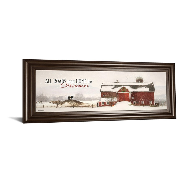 Classy Living Holiday Barn Scene Wall Art 42"x18", Cinnamon Mocha Frame
