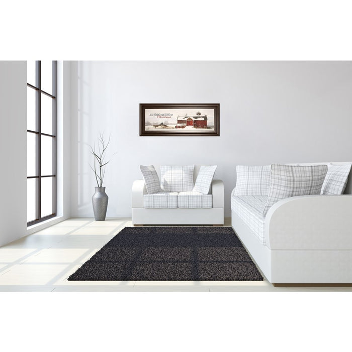 Classy Living Holiday Barn Scene Wall Art 42"x18", Cinnamon Mocha Frame