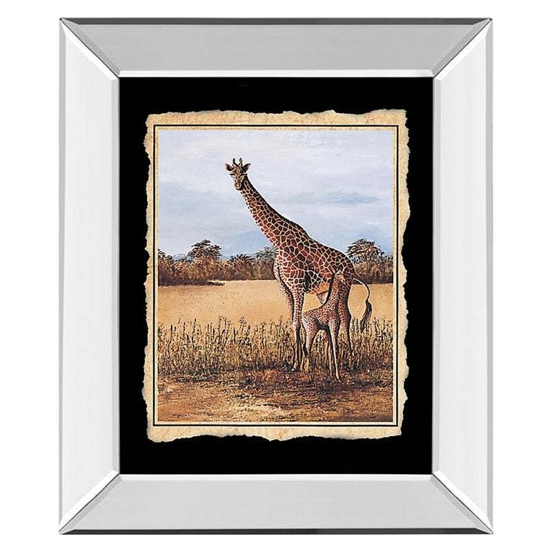 Classy Living Serene Giraffe Duo Wall Art 22"x26", Mirrored Frame