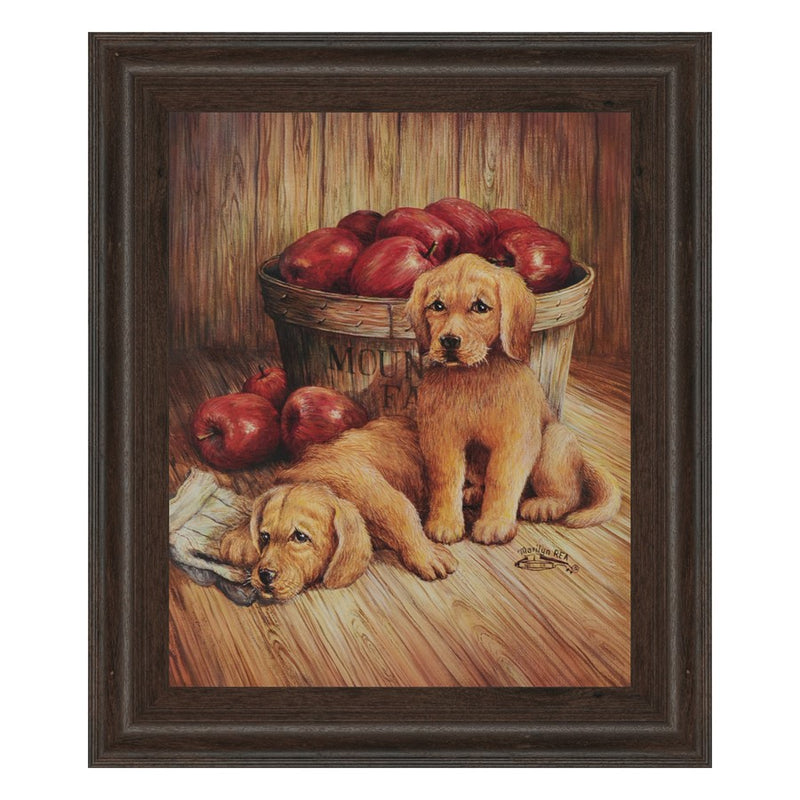 Classy Living Golden Pups Wall Art 22"x26", Dark Chocolate Frame