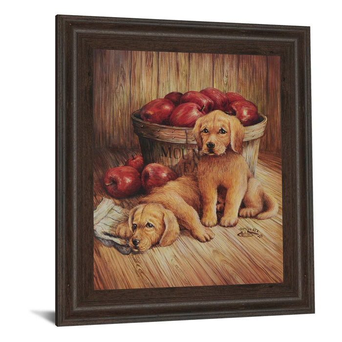 Classy Living Golden Pups Wall Art 22"x26", Dark Chocolate Frame