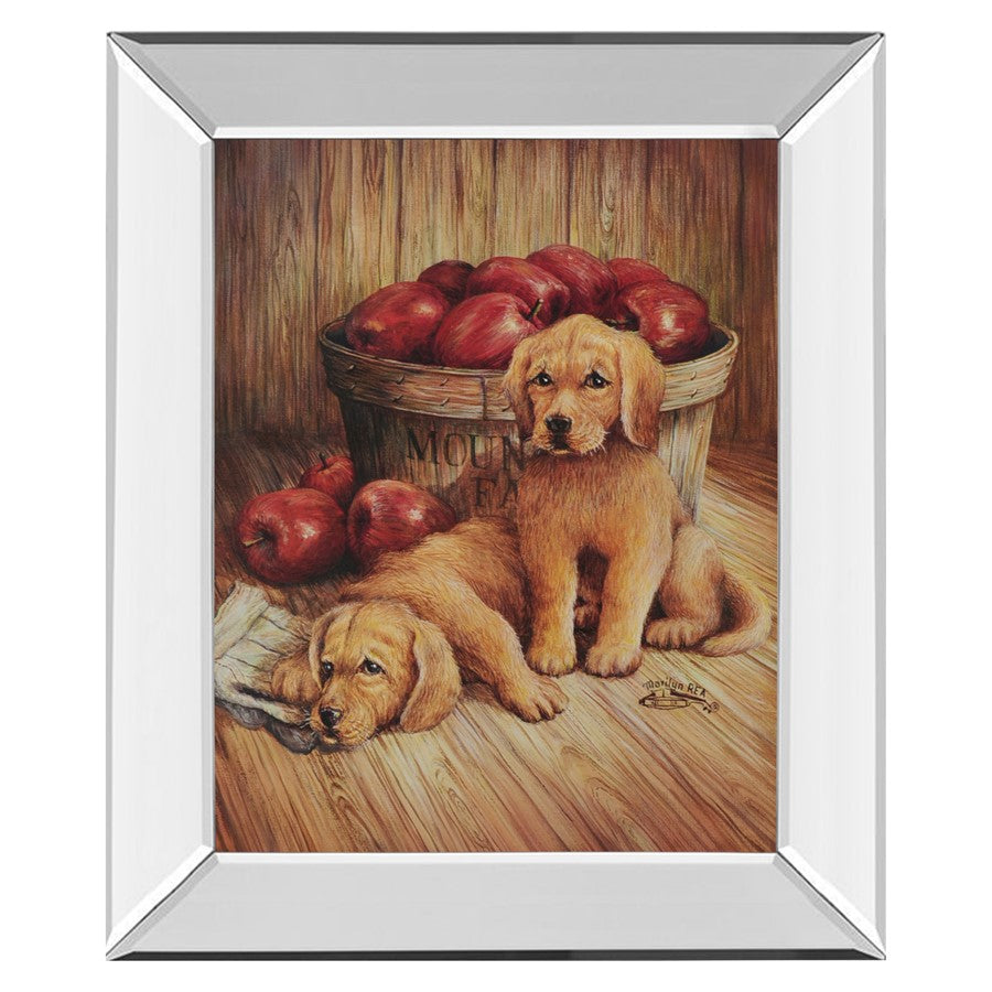 Classy Living Golden Pups Wall Art 22"x26", Mirrored Frame