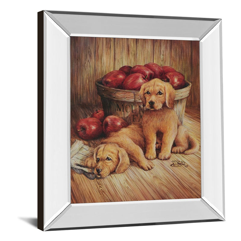 Classy Living Golden Pups Wall Art 22"x26", Mirrored Frame