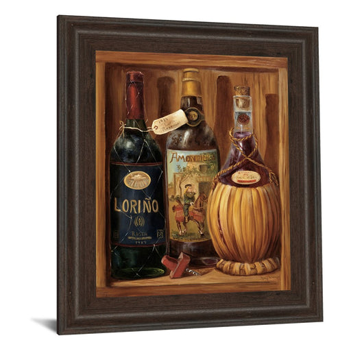 Classy Living Rustic Wine Trio Wall Art 22"x26", Cinnamon Mocha Frame
