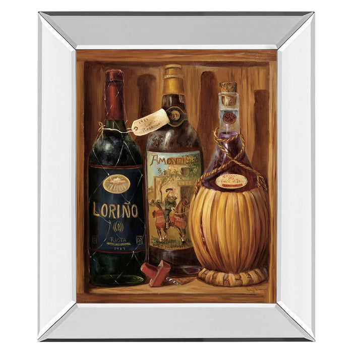 Classy Living Rustic Wine Trio Wall Art 22"x26", Mirrored Frame