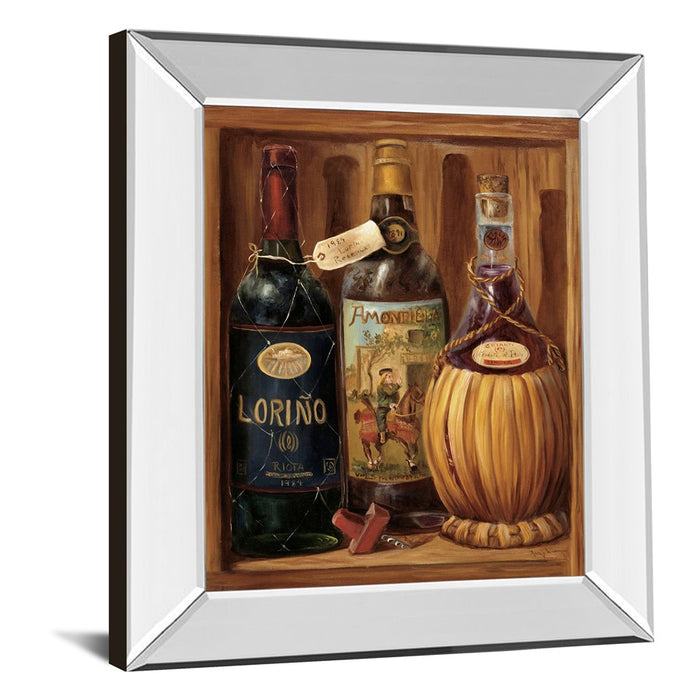 Classy Living Rustic Wine Trio Wall Art 22"x26", Mirrored Frame
