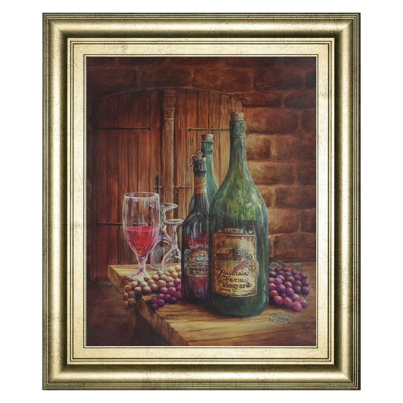 Classy Living Vineyard Still Life Wall Art 22"x26", Gold Frame