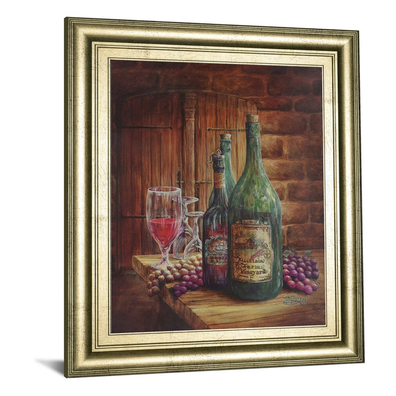 Classy Living Vineyard Still Life Wall Art 22"x26", Gold Frame