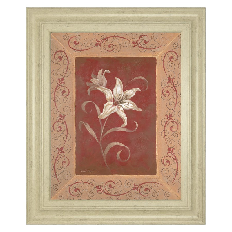 Classy Living White Lily Scroll Wall Art 22"x26", Ivory Bliss Frame
