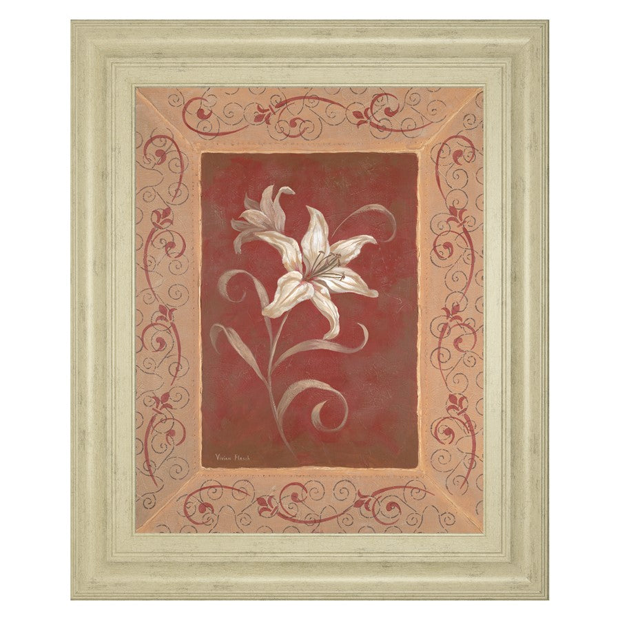 Classy Living White Lily Scroll Wall Art 22"x26", Ivory Bliss Frame - 337