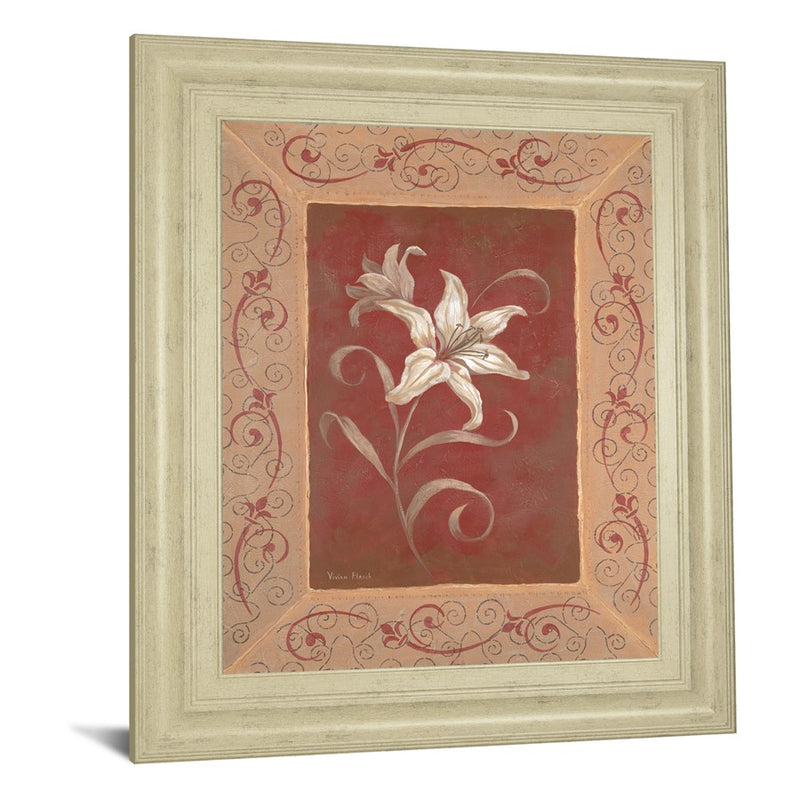 Classy Living White Lily Scroll Wall Art 22"x26", Ivory Bliss Frame