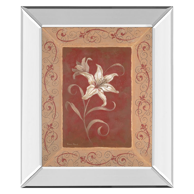 Classy Living White Lily Scroll Wall Art 22"x26", Mirrored Frame
