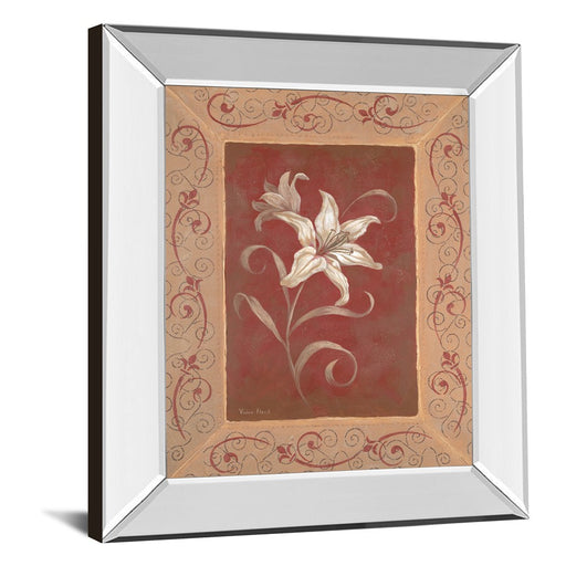 Classy Living White Lily Scroll Wall Art 22"x26", Mirrored Frame