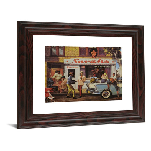 Classy Living Neighborhood Barbecue Wall Art 26"x22", Cinnamon Mocha Frame