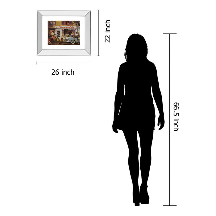 Classy Living Neighborhood Barbecue Wall Art 26"x22", Mirrored Frame