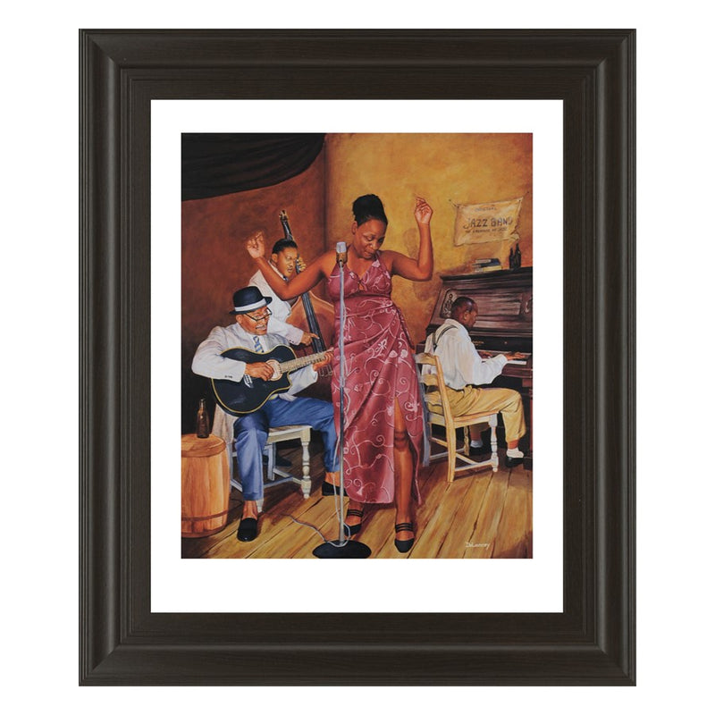 Classy Living Soulful Jazz Scene Wall Art 22"x26", Dark Chocolate Frame