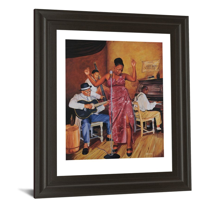 Classy Living Soulful Jazz Scene Wall Art 22"x26", Dark Chocolate Frame