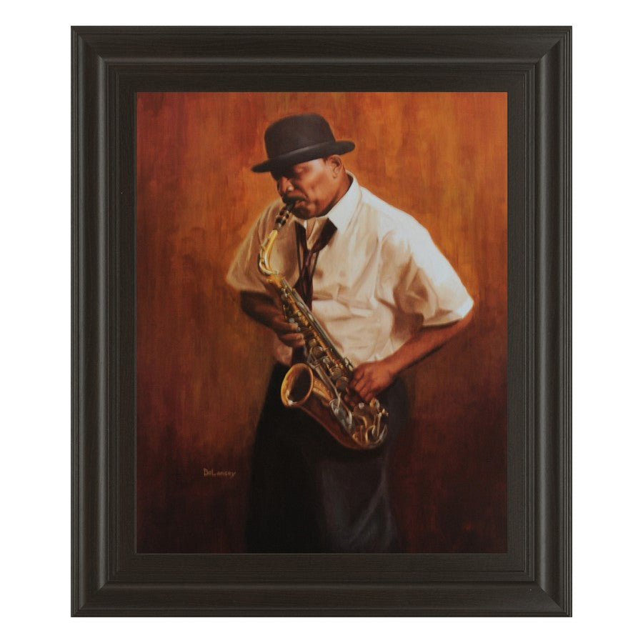 Classy Living Soulful Saxophonist Wall Art 22"x26", Dark Chocolate Frame