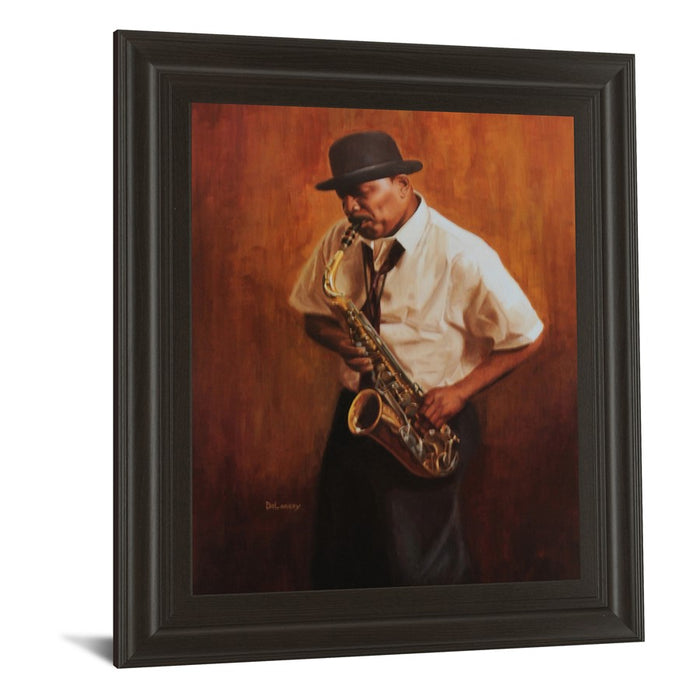 Classy Living Soulful Saxophonist Wall Art 22"x26", Dark Chocolate Frame