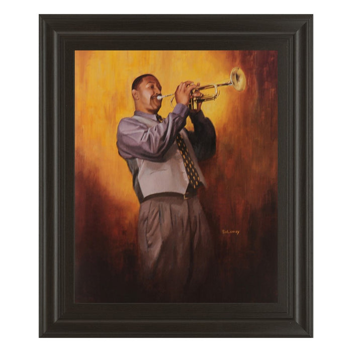 Classy Living Soulful Trumpet Serenade Wall Art 22"x26", Chocolate Frame