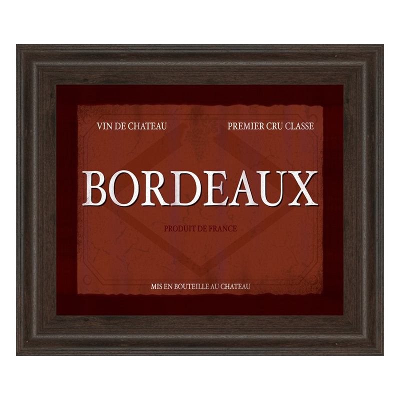 Classy Living Bordeaux Label Wall Art 26"x22", Cinnamon Mocha Frame