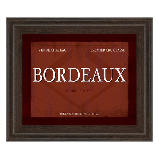 Classy Living Bordeaux Label Wall Art 26"x22", Cinnamon Mocha Frame - 4714